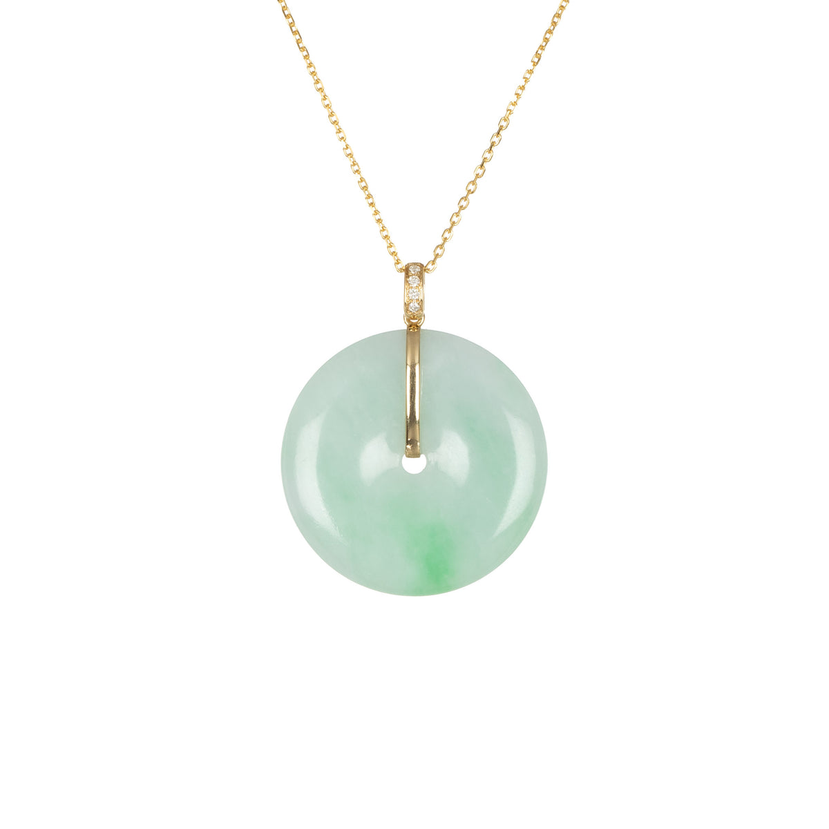 Jadeite Jade Disc Pendant with Diamonds