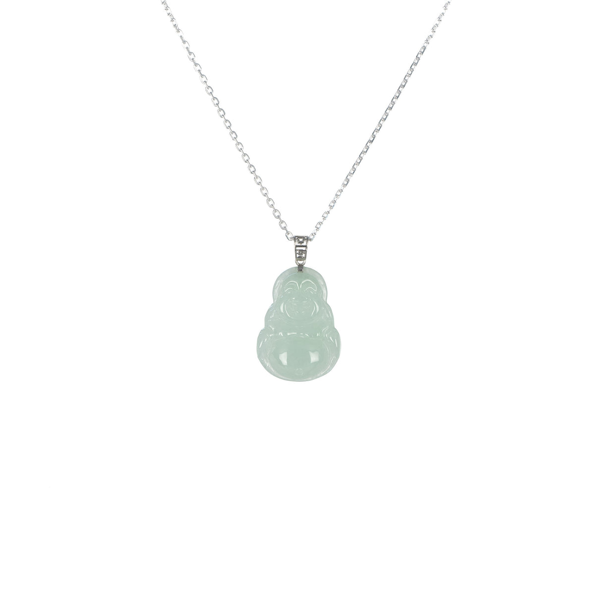 Ideali Tall Happy Buddha Jadeite Jade Necklace with 18ct Gold