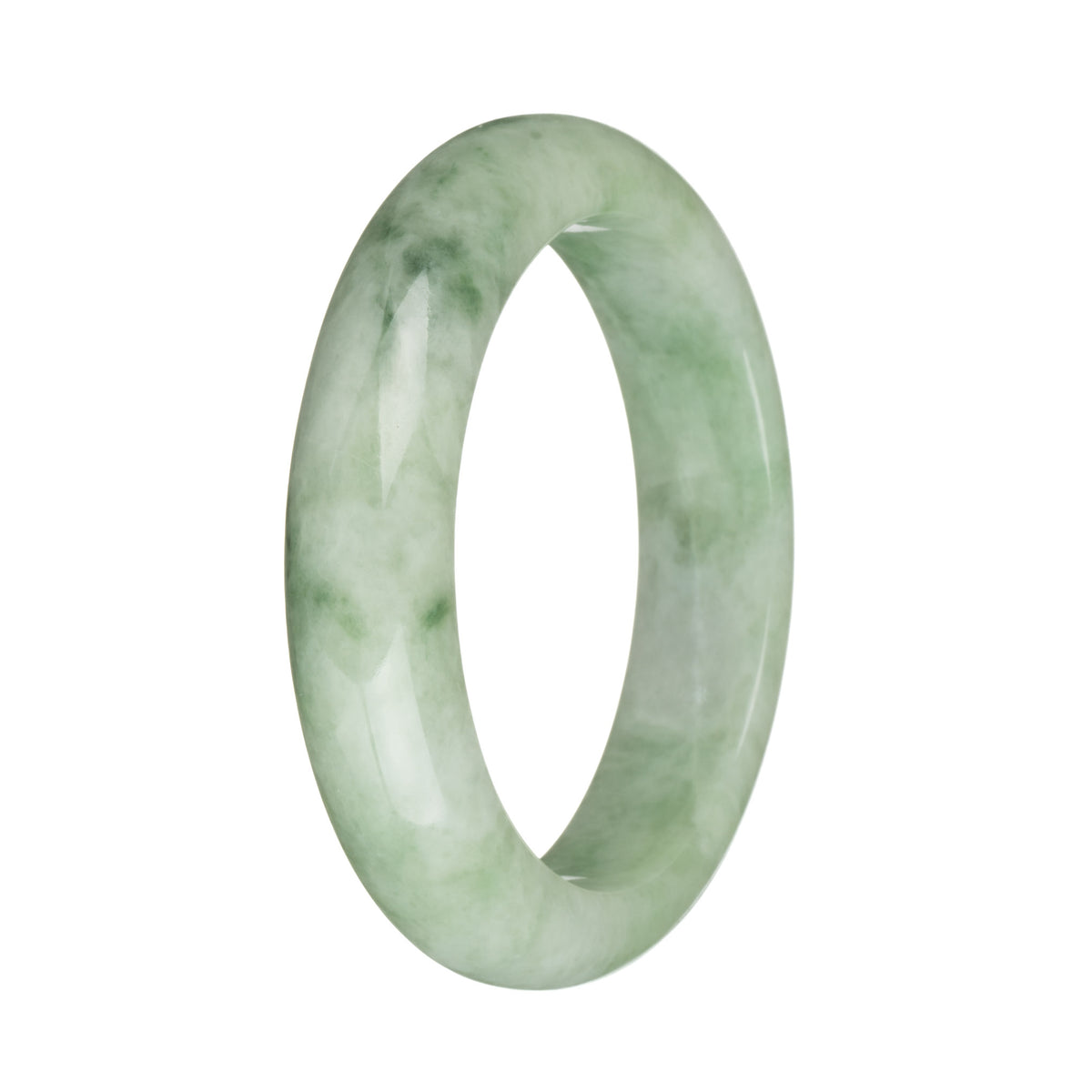 56.9mm Light Green with Green Patterns Jade Bangle Bracelet