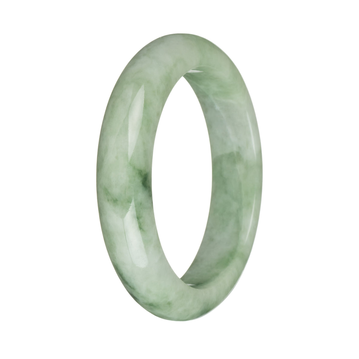 56.9mm Light Green with Green Patterns Jade Bangle Bracelet