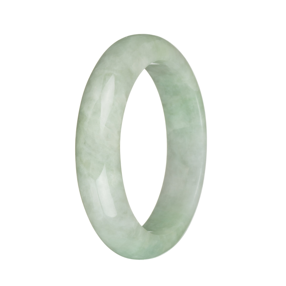 56.6mm Light Green and White Jade Bangle Bracelet