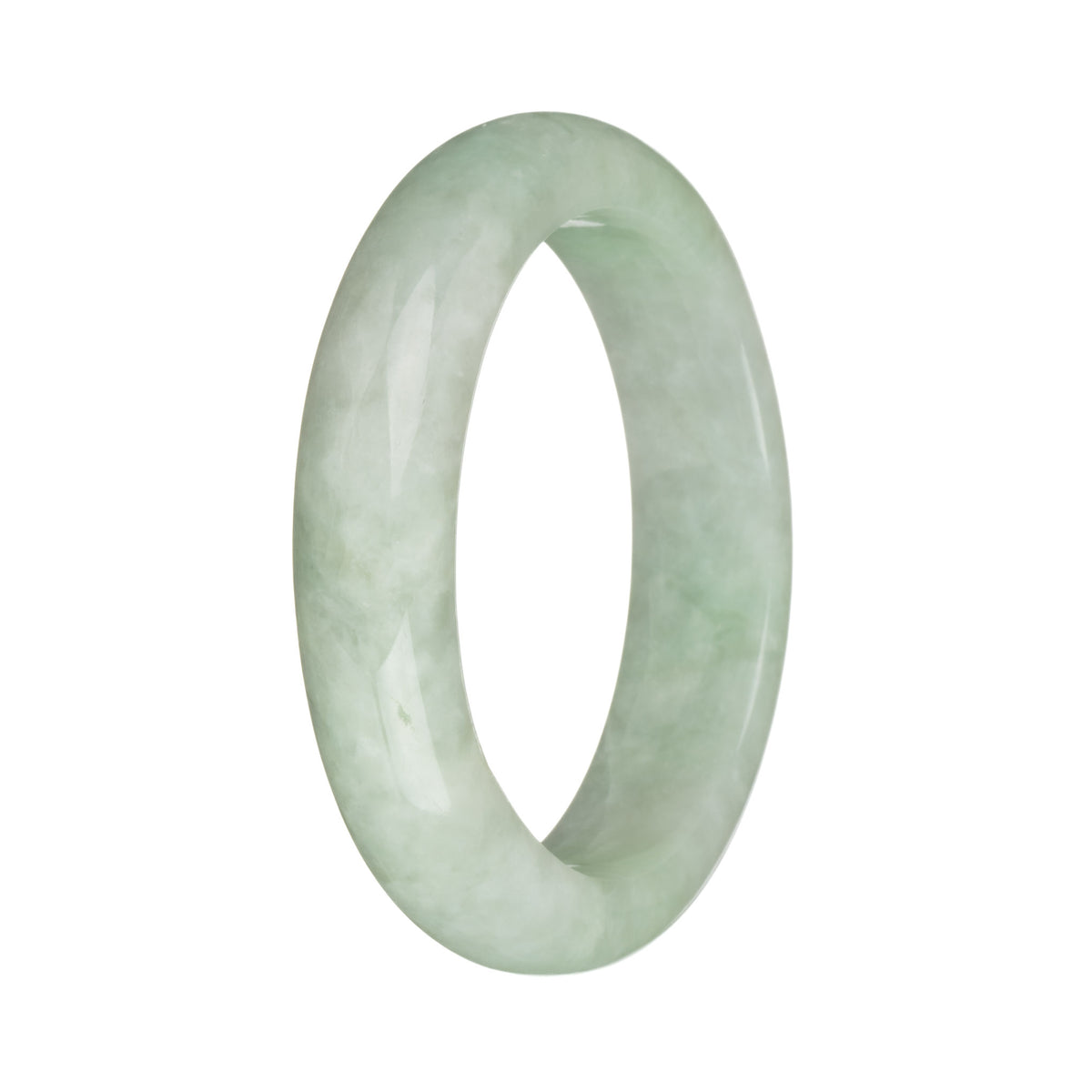 56.6mm Light Green and White Jade Bangle Bracelet