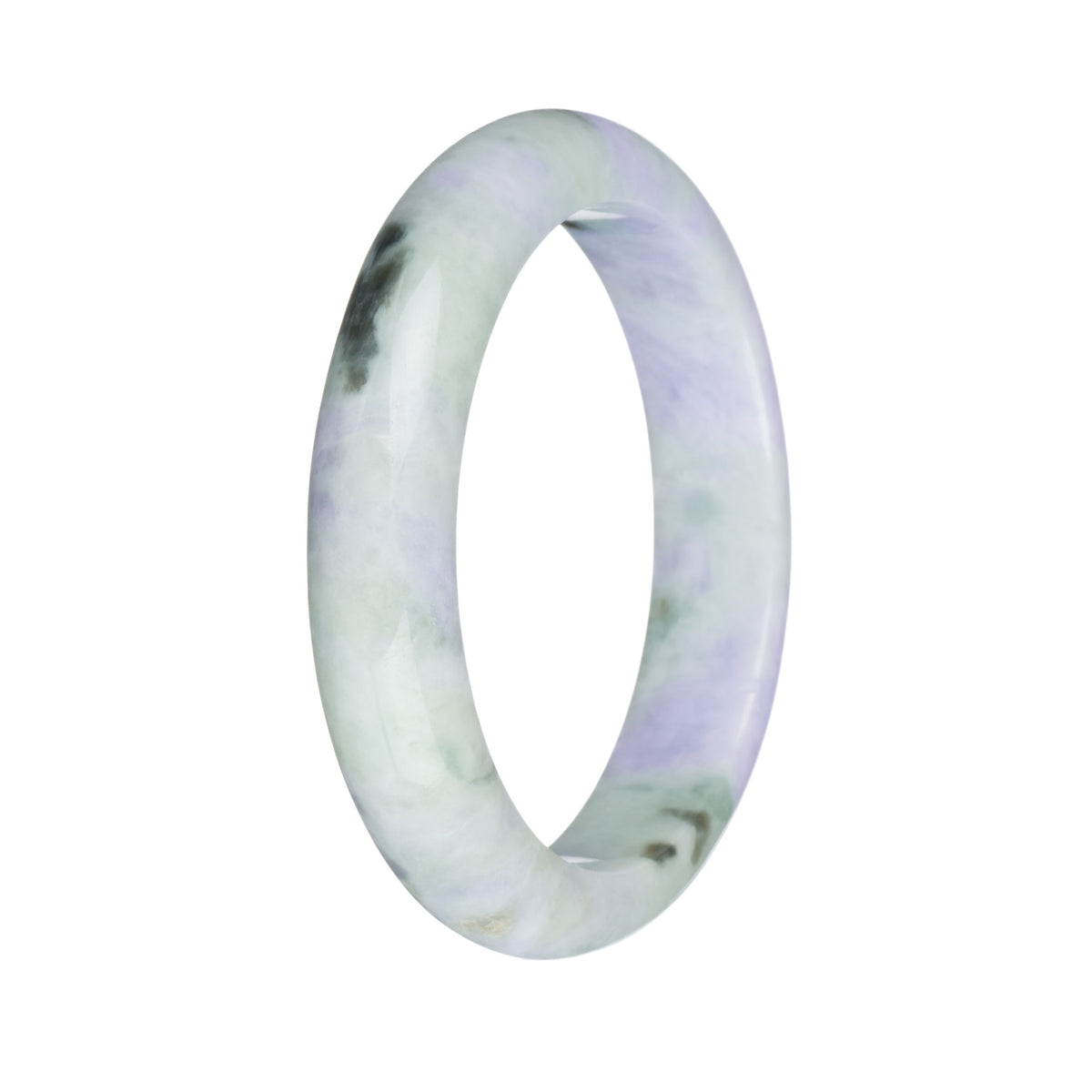 57.1mm Light Green and Lavender with Olive Green Patterns Jade Bangle Bracelet