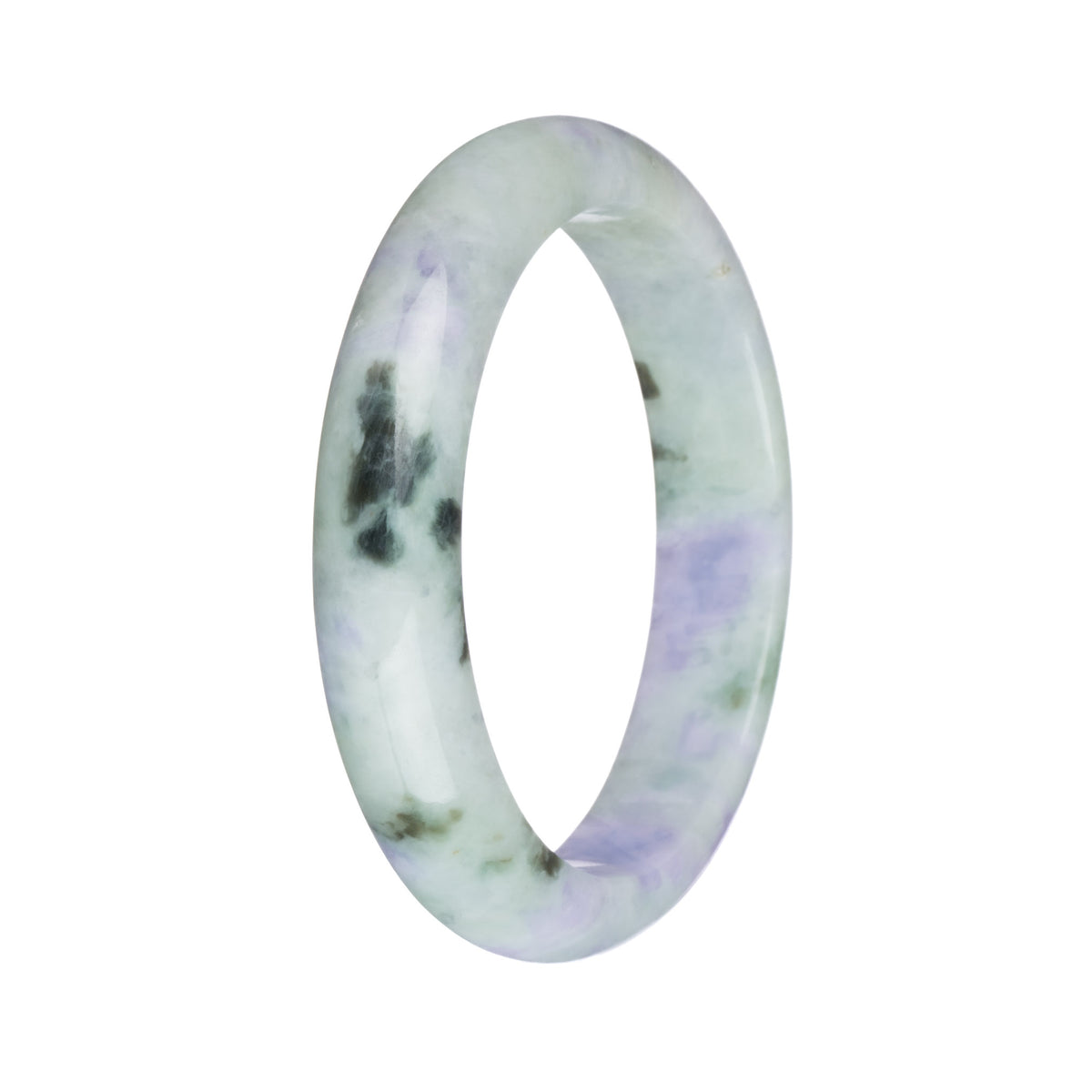 57.1mm Light Green and Lavender with Olive Green Patterns Jade Bangle Bracelet