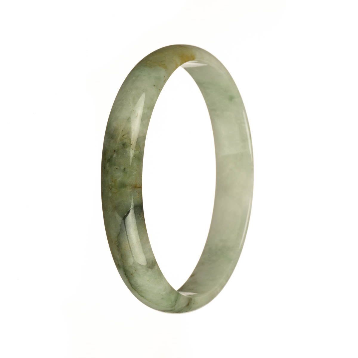 76.2mm White with Olive Green and BrownPatterns Jade Bangle Bracelet