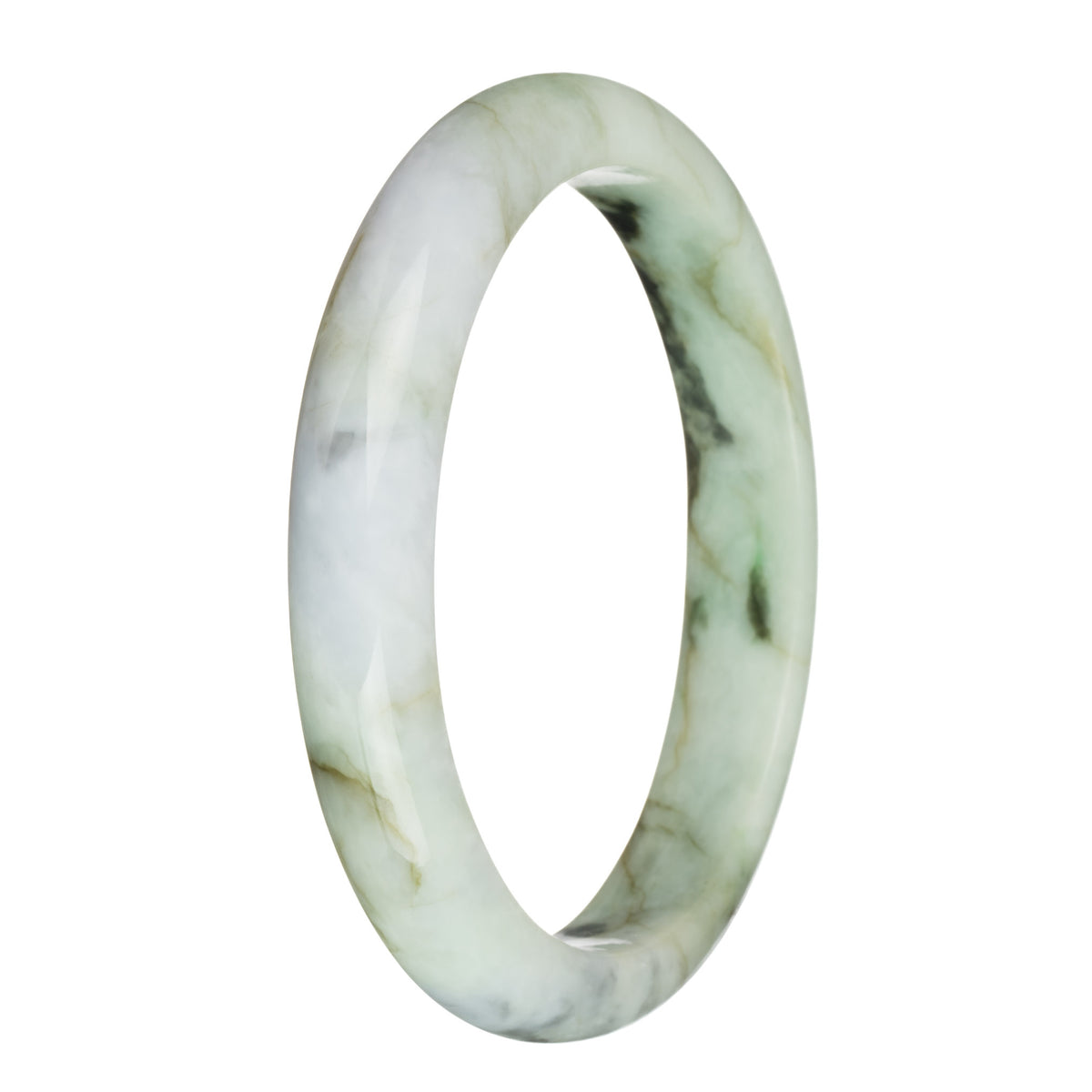 78.5mm Pale Green and Lavender with Brown, Dark green and Apple Green Patterns Jade Bangle Bracelet