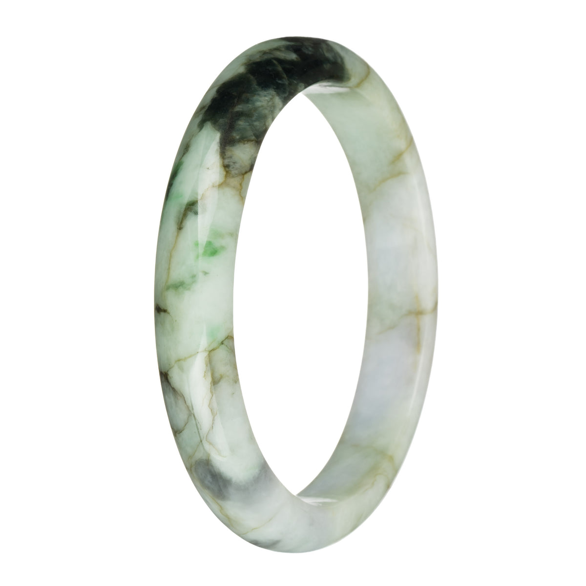 78.5mm Pale Green and Lavender with Brown, Dark green and Apple Green Patterns Jade Bangle Bracelet