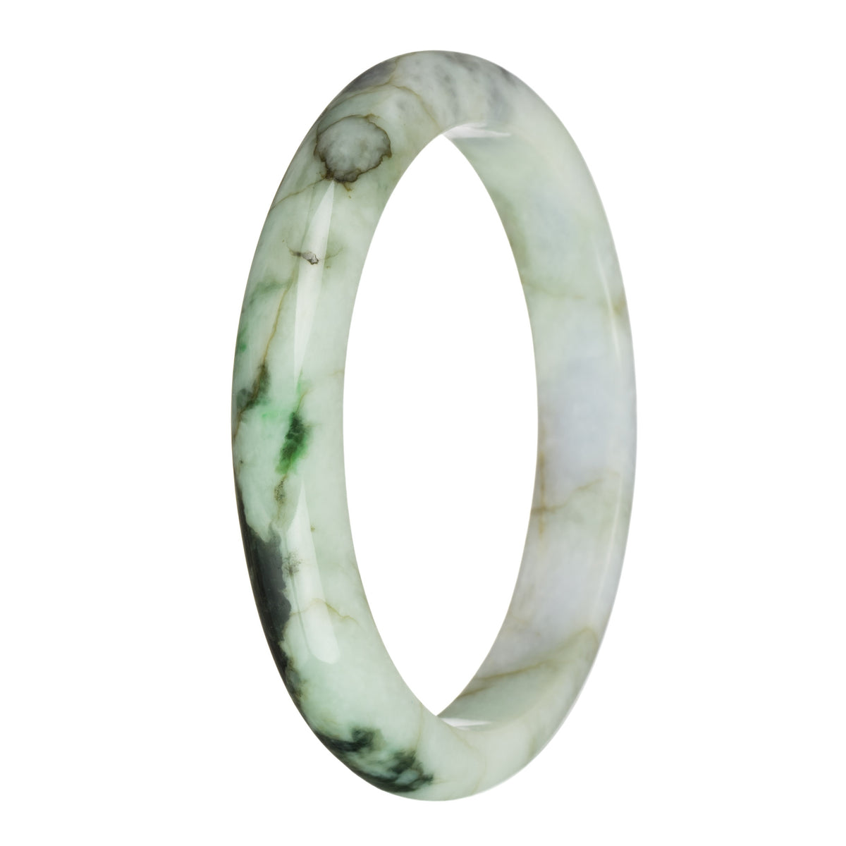 78.5mm Pale Green and Lavender with Brown, Dark green and Apple Green Patterns Jade Bangle Bracelet