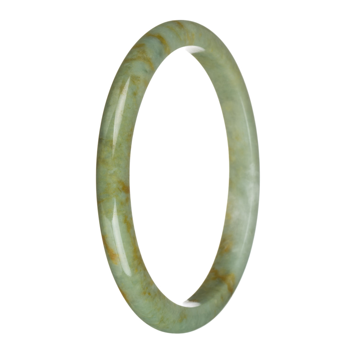 76.5mm Green with Brown Patterns Jade Bangle Bracelet