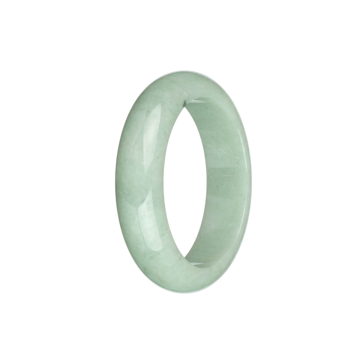 Genuine Untreated Light Green with Dark Green Spot Jade Bangle - 54mm Half Moon