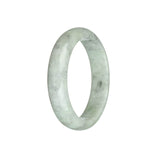 Certified Natural Light Green and Light Grey with Grey Patterns Traditional Jade Bangle Bracelet - 63mm Half Moon