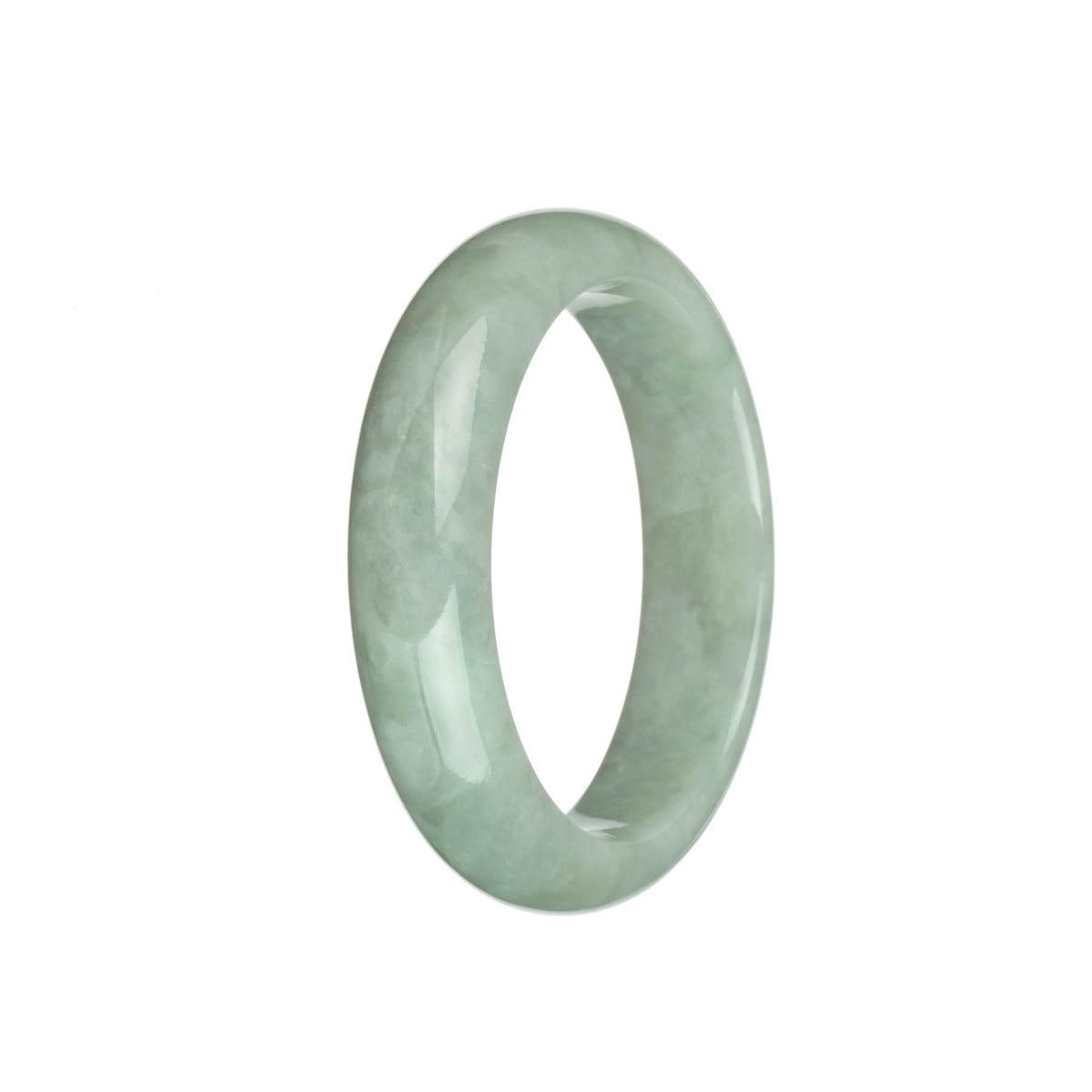 Authentic Type A Pale Green Burmese Jade Bracelet - 57mm Half Moon