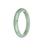 Certified Natural Light Green Jadeite Jade Bangle Bracelet - 63mm Semi Round