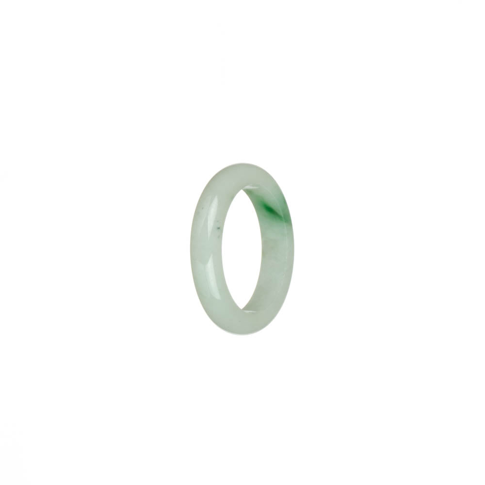 Certified White with Imperial Green Patch Burmese Jade Band - US 7