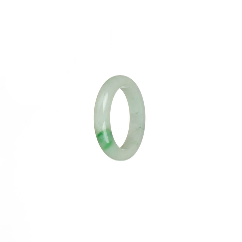 Certified White with Imperial Green Patch Burmese Jade Band - US 7