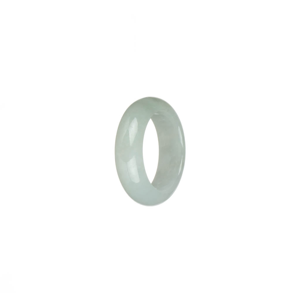 Genuine White with Pale Green Jadeite Jade Band - US 7