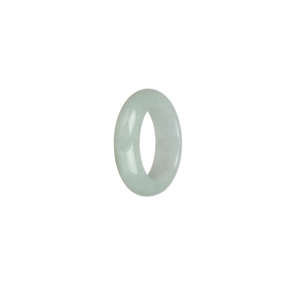 Genuine White with Pale Green Jadeite Jade Band - US 7