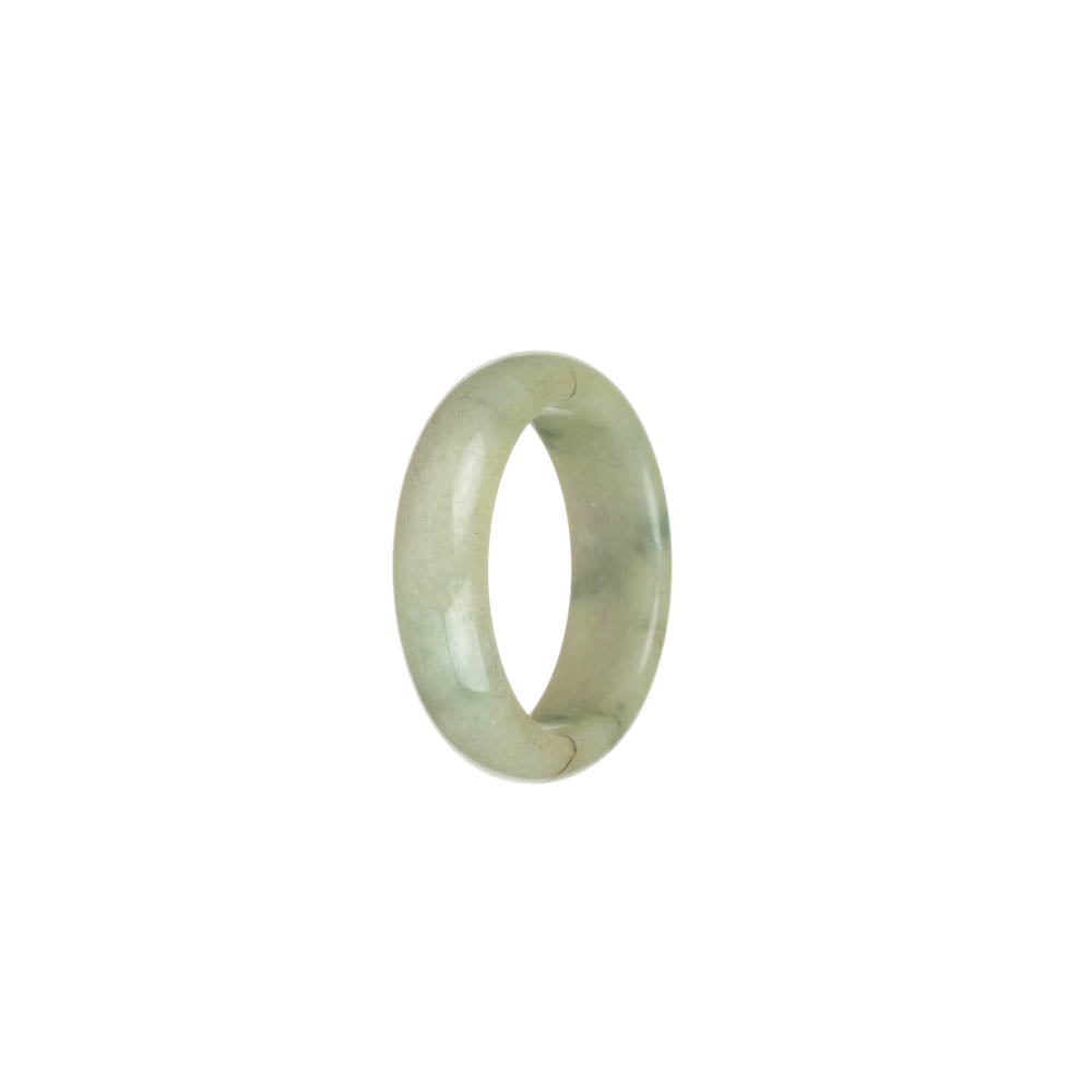 Certified Creamy White with Green Patterns Burma Jade Ring- US 10