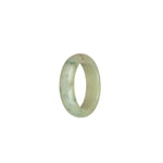 Certified Creamy White with Green Patterns Burma Jade Ring- US 10