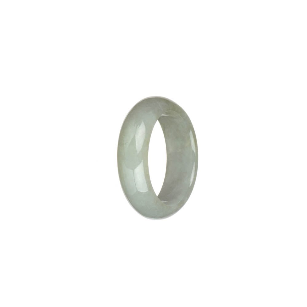 Certified Greyish White Burma Jade Band - US 9.5