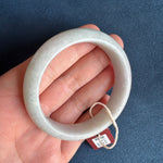 Certified Natural White Burmese Jade Bracelet - 58mm Half Moon