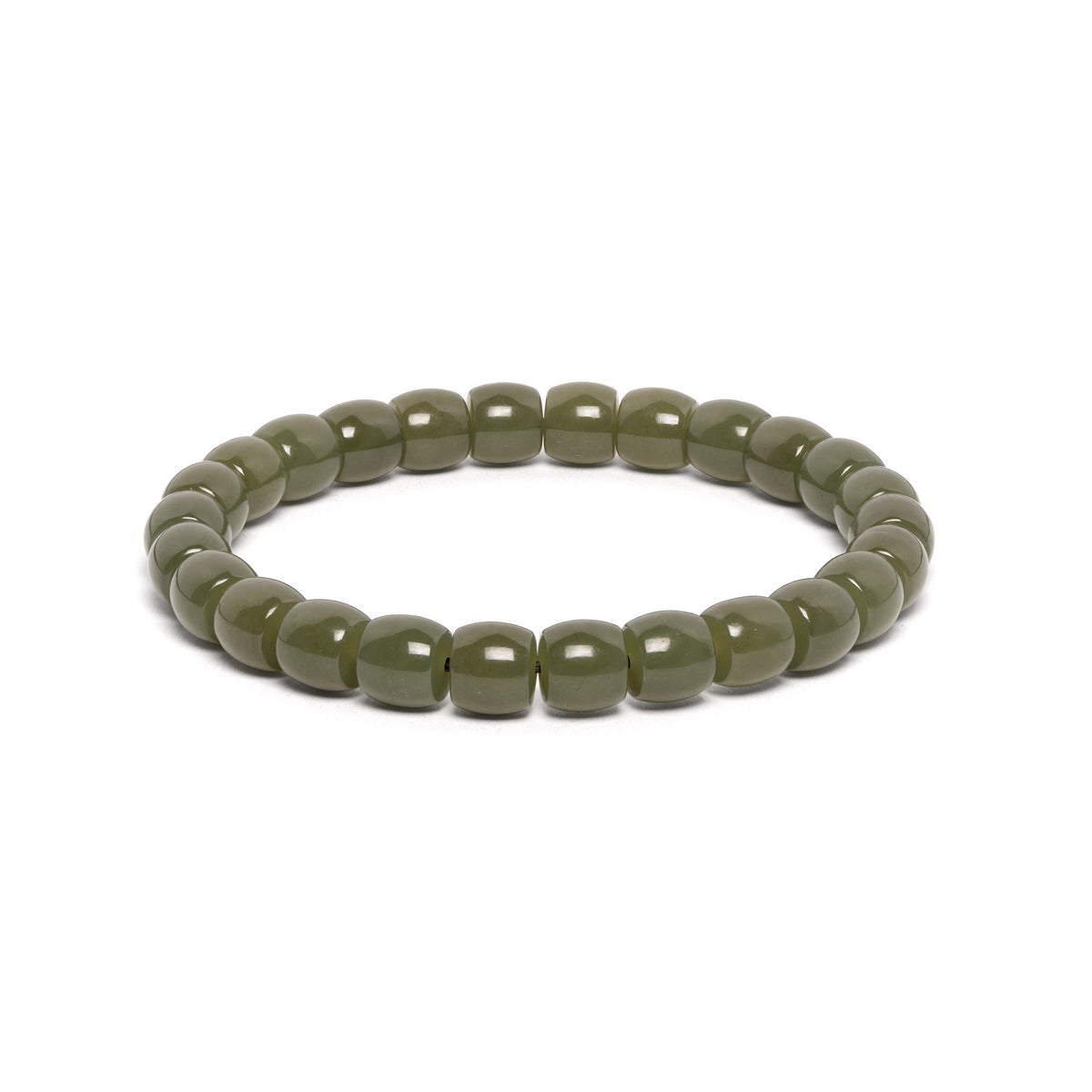 The Classic Barrel Bracelet with Deep Olive Hetian Nephrite Jade