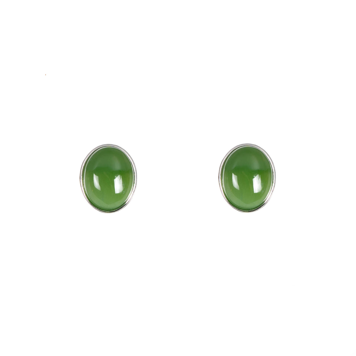 Essential Jade Oval Stud Earrings – Sterling Silver or Gold Vermeil