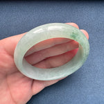 Genuine Grade A Light Green Pattern Traditional Jade Bracelet - 57mm Half Moon