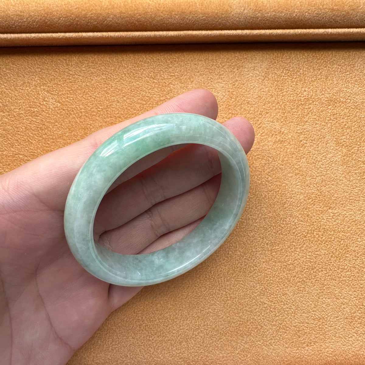 56.6mm Green Jade Bangle Bracelet