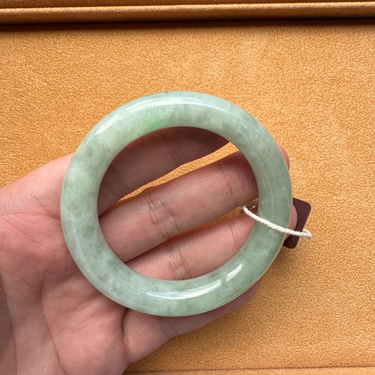 54.1mm Green with Apple Green Patch Jade Bangle Bracelet