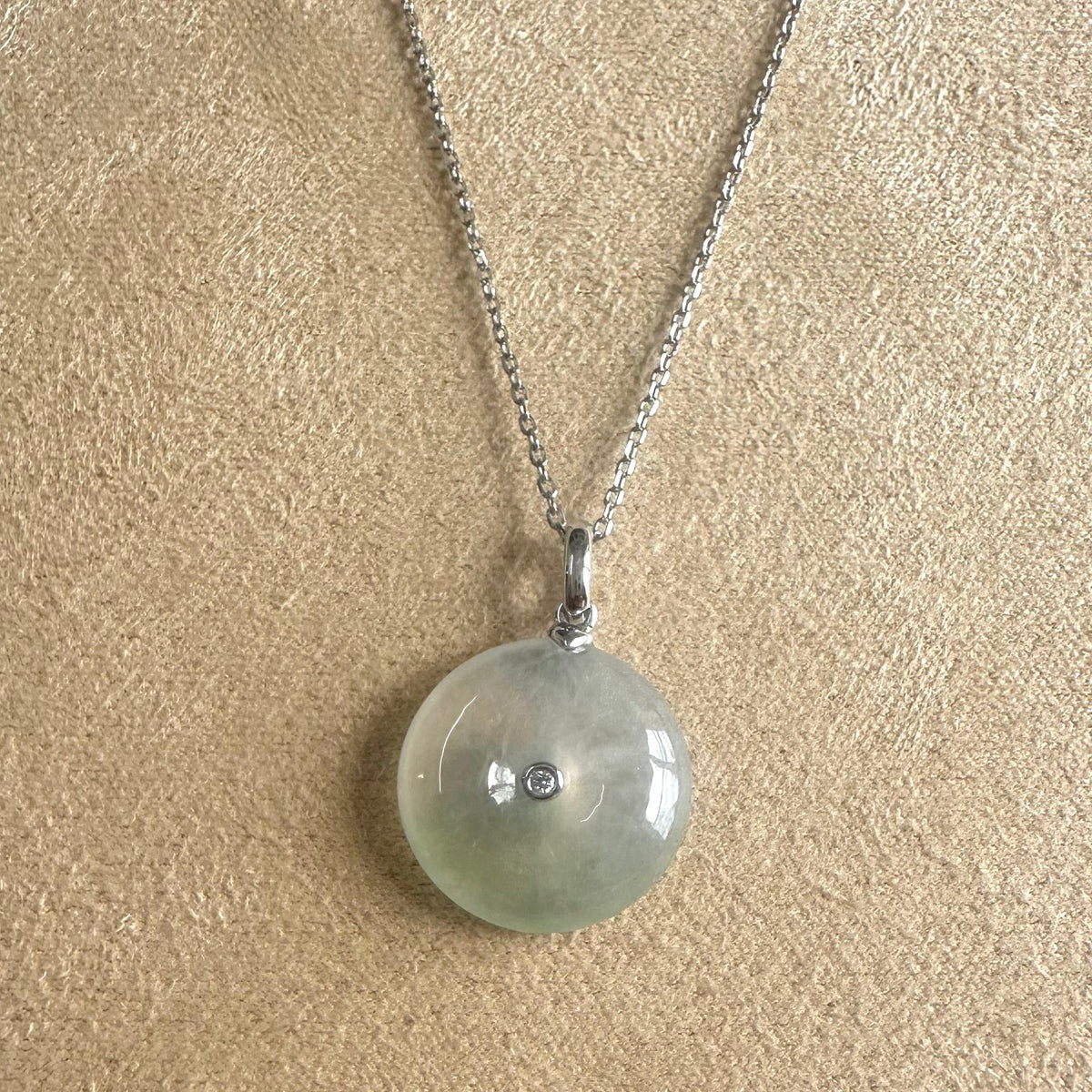 Kandy Donut Bare Diamond Jade Pendant - Icy White