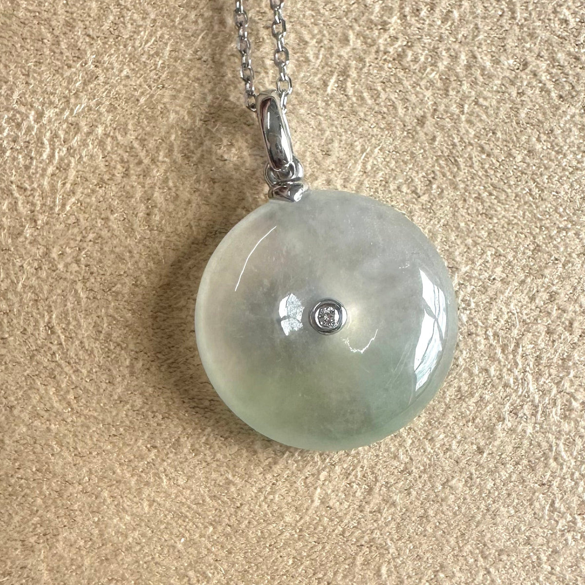 Kandy Donut Bare Diamond Jade Pendant - Icy White
