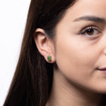 Jade Crest – Oval Green Jade Cabochon Stud Earrings in Sterling Silver