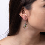 Jade Prism – Green Jade Teardrop Earrings with Double Diamond Frame in Sterling Silver