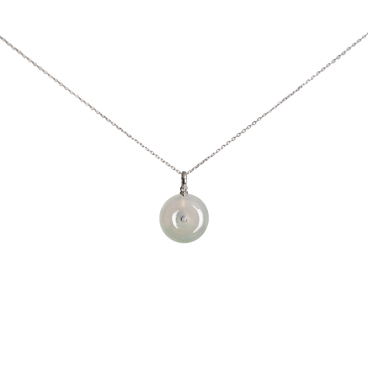 Kandy Donut Bare Diamond Jade Pendant - Icy White
