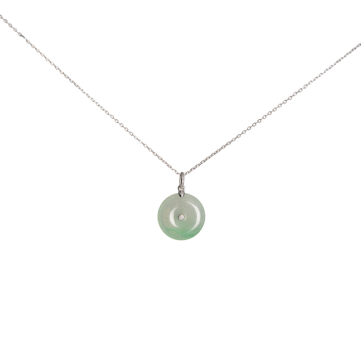 Kandy Donut Bare Diamond Jade Pendant - Icy Green