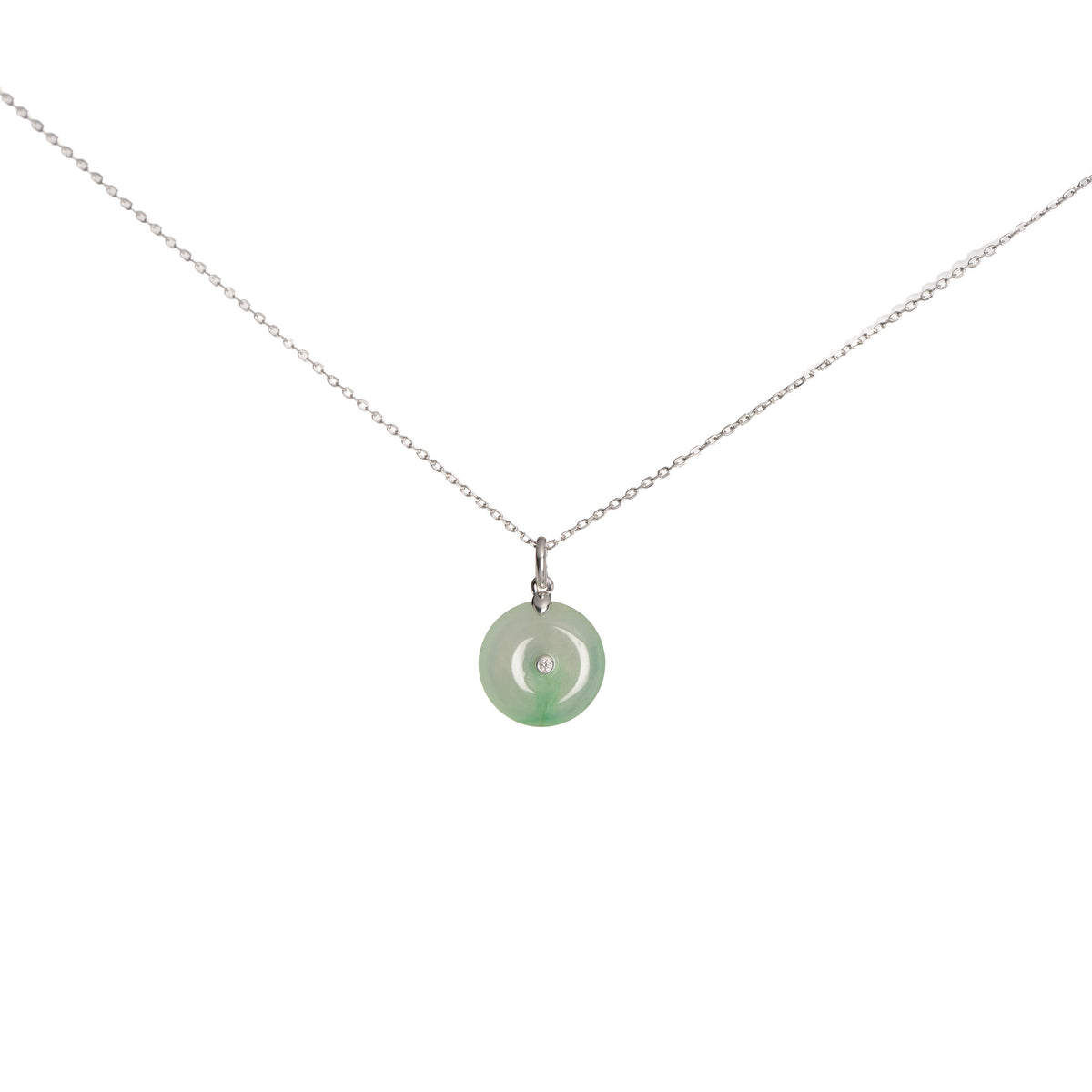 Kandy Donut Bare Diamond Jade Pendant - Icy Green