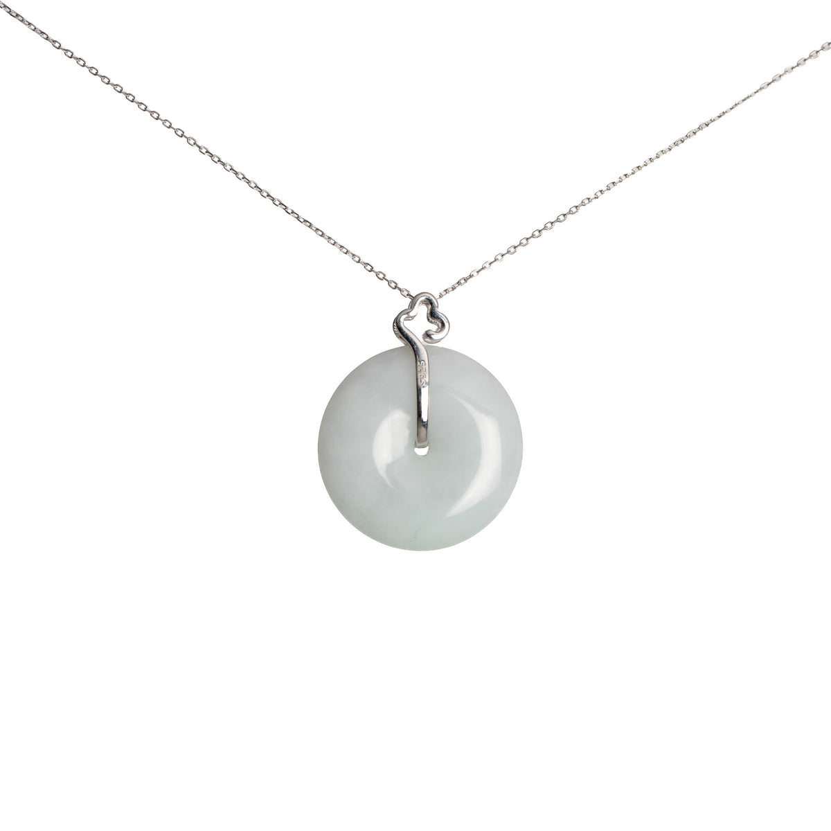 Large Burmese Jadeite Jade Ruyi Disc Pendant