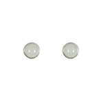 Luna – Minimalist White Jade Round Stud Earrings in Sterling Silver