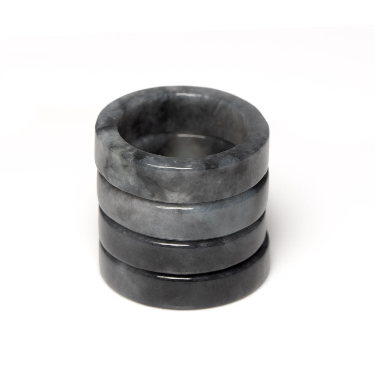 Sereniti Flat Ring in Grey and Black Burmese Jadeite Jade