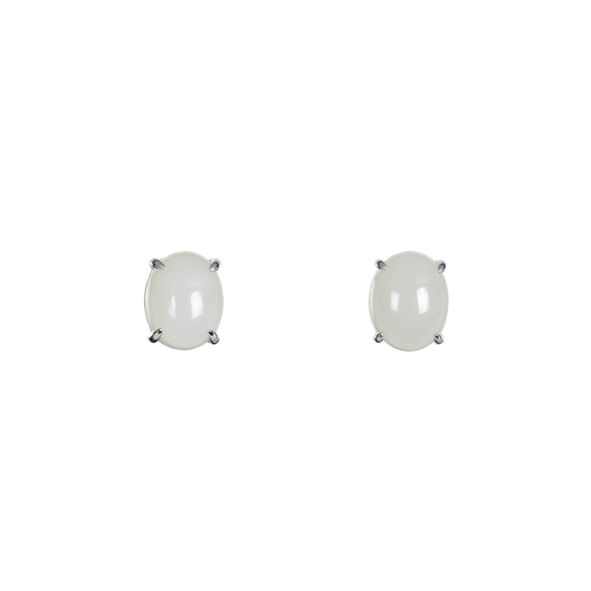 Celestial Jade Studs - Oval Mutton Fat Jade Stud Earrings