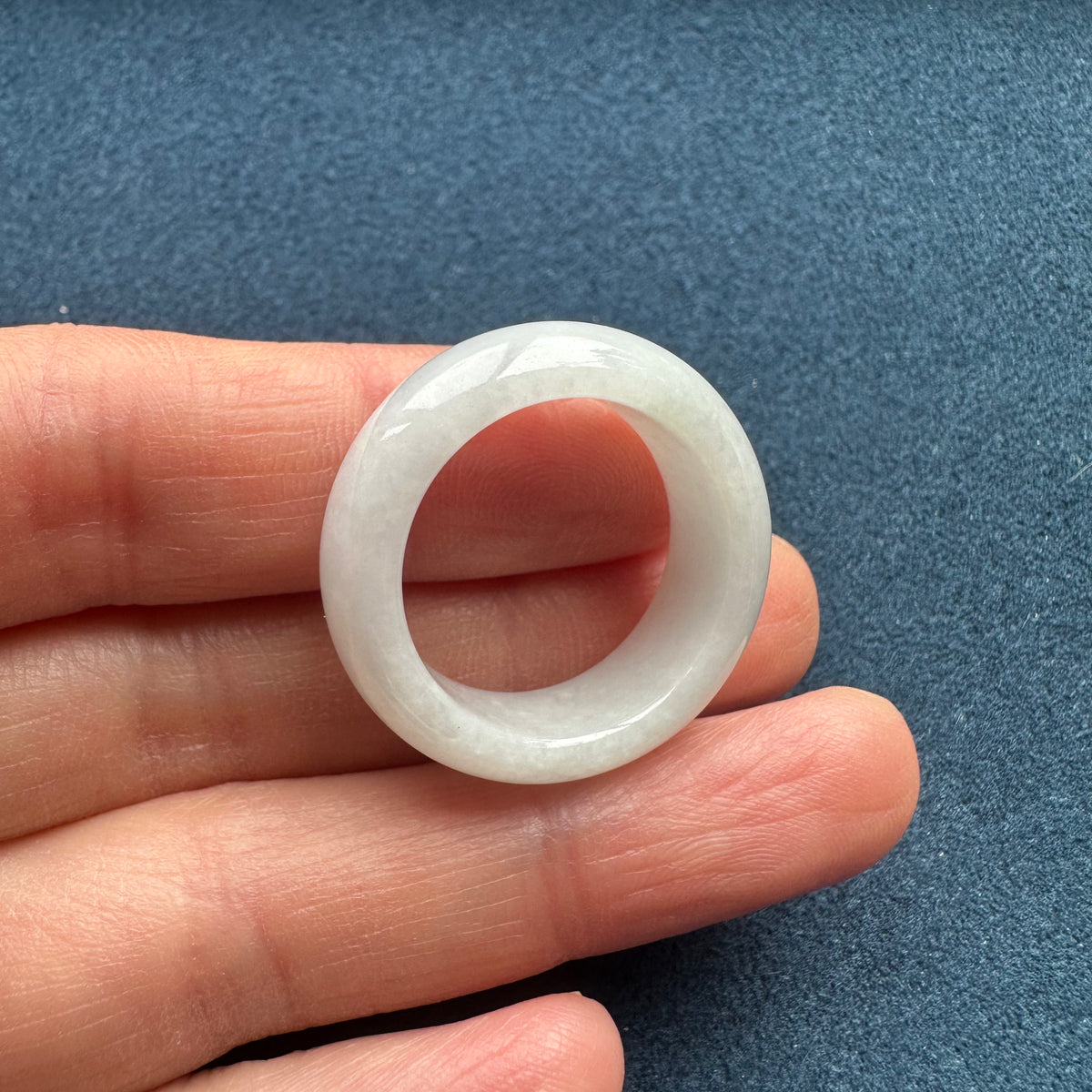 Authentic White Jadeite Jade Ring- US 9.25