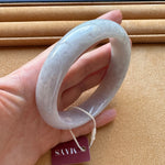 Genuine Untreated Pale Grey Jadeite Bangle - 61mm Half Moon
