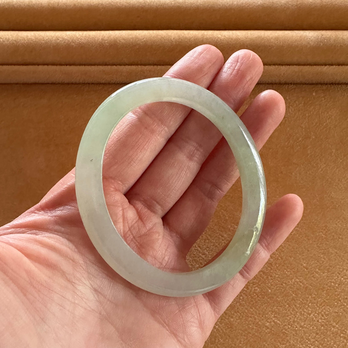 Genuine Natural Green Jadeite Jade Bangle - 57mm Oval