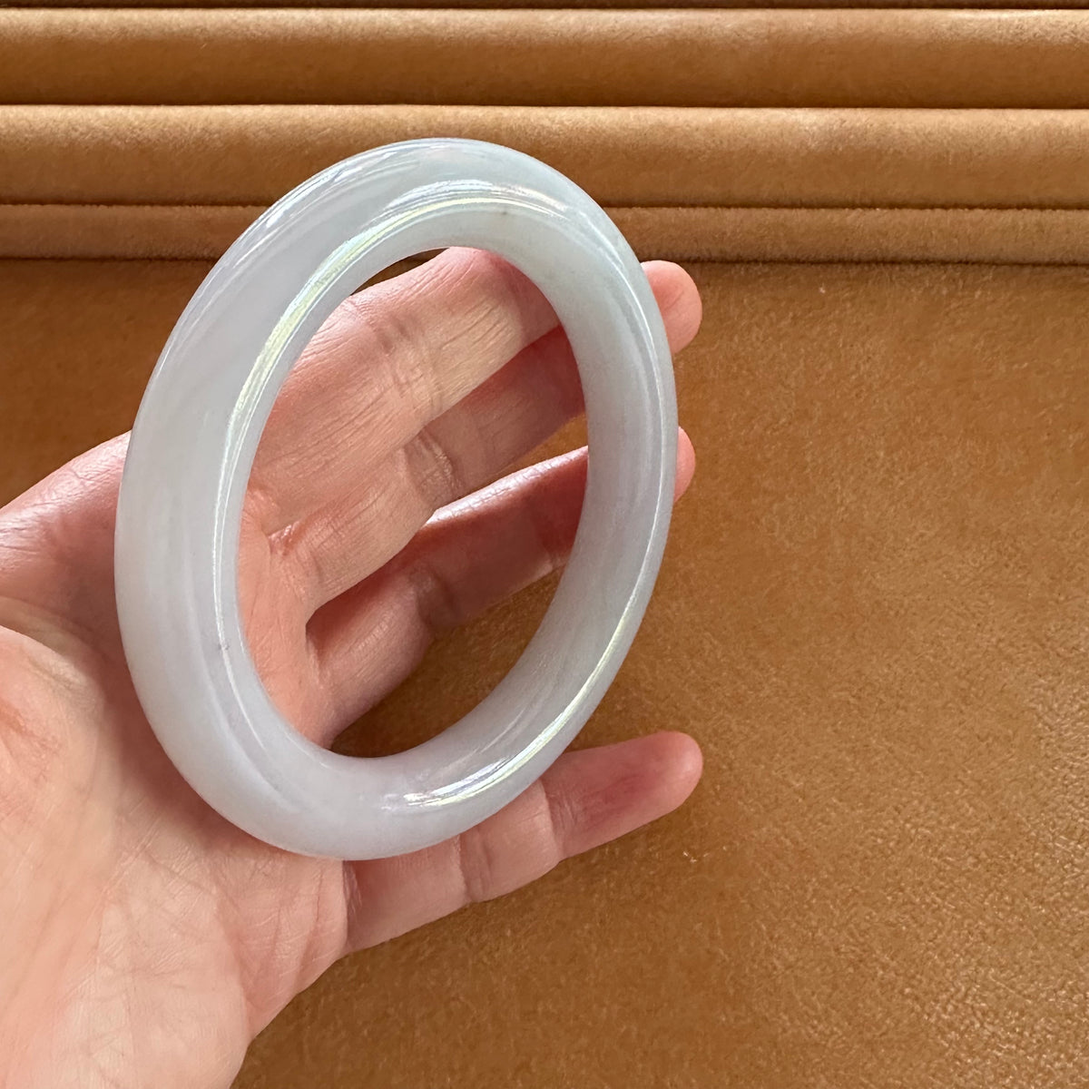 57.4mm White Jade Bangle Bracelet