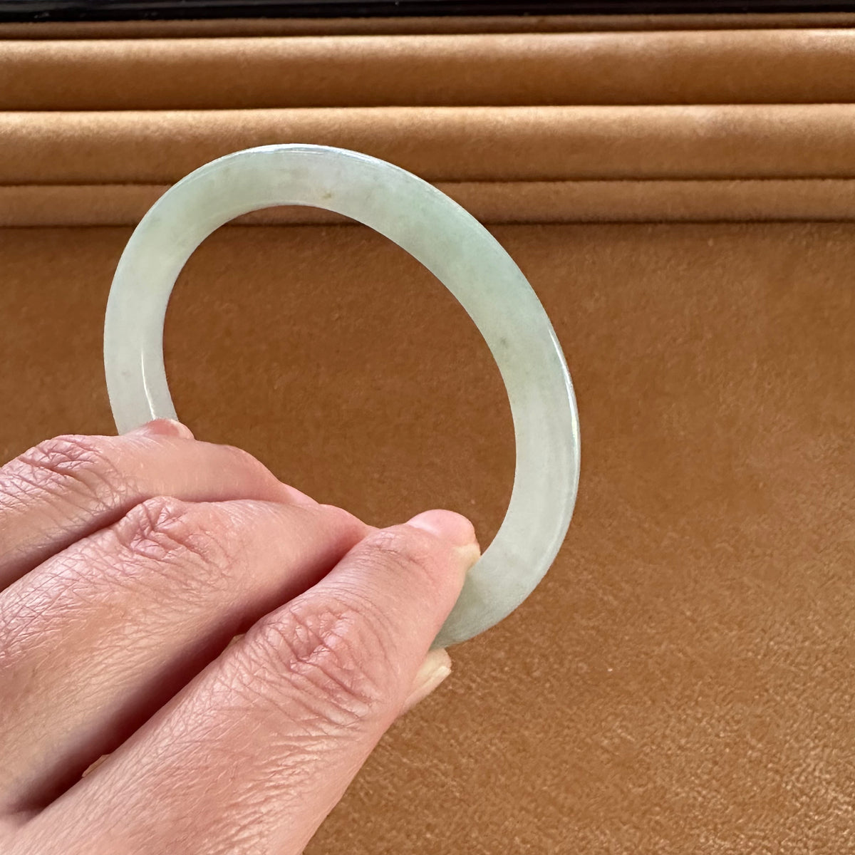 Genuine Natural Green Jadeite Jade Bangle - 57mm Oval