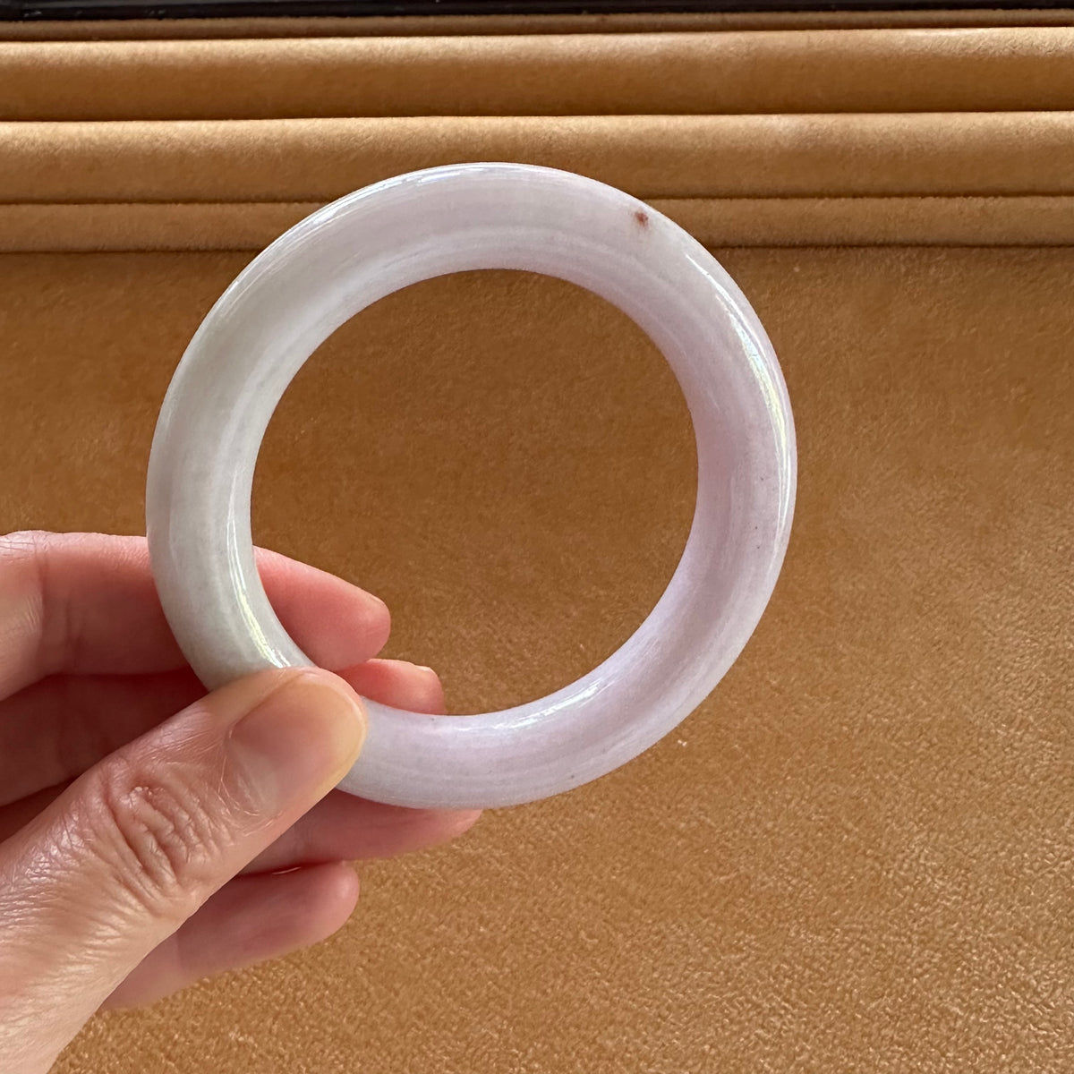 Genuine Grade A Lavender with Pale Green Traditional Jade Bangle Bracelet - 54mm Round