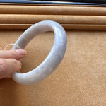Genuine Untreated Pale Grey Jadeite Bangle - 61mm Half Moon