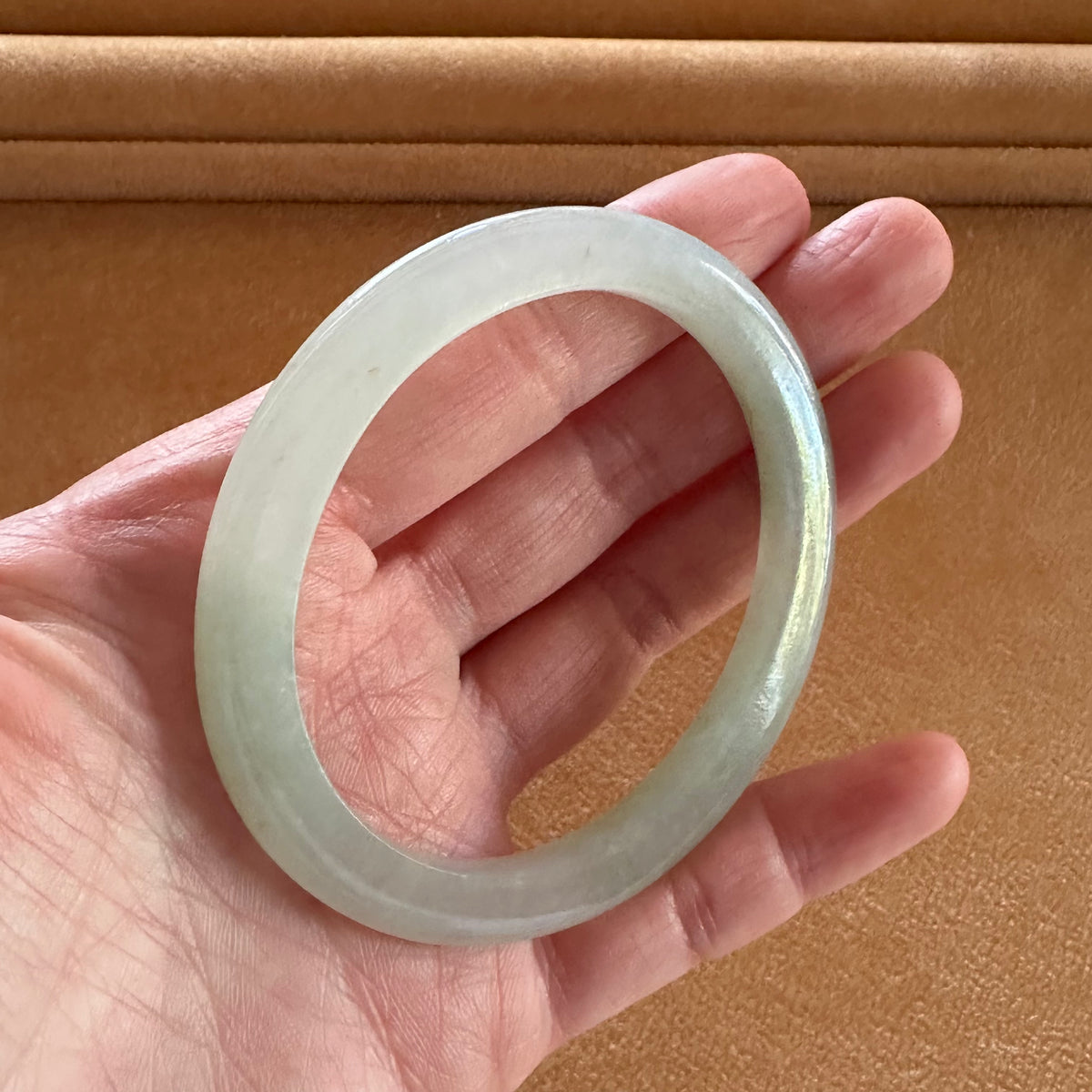 Genuine Natural Green Jadeite Jade Bangle - 57mm Oval