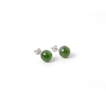 Verdant Jade – Green Jade Bead Stud Earrings in Sterling Silver